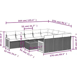 vidaXL Gartensofa-Set 11-tlg. schwarz