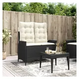 vidaXL Gartenbank Verstellbar mit Kissen Schwarz Poly Rattan