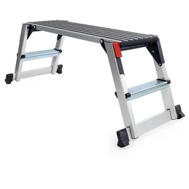Wiltec Aluminium Arbeitsplattform Klappbar, Mobile Arbeitsbühne 95 X 30 Cm Arbeitsfläche, Tritthocker Für Trockenbau, Tragbarer Gerüstturm - Wiltec