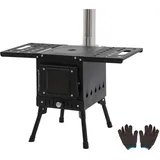 Zeltofen Tragbarer Holzofen Outdoor 55x39x34cm Camping Ofen Zusammenklappbar Outdoor-Küchenofen 36-56cm Höhenbereich Verbrennungslöcher mit Halbvergasung