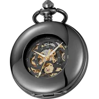 Tiong Vintage Taschenuhr Mechanische Steampunk Taschenuhr Skelett Römische Ziffern mit Kettenanhänger & Geschenkbox
