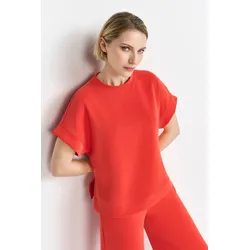 Sweatshirt RICH & ROYAL, Damen, Gr. XL, rot (sunset rot), Obermaterial: 52% Modal, 42% Polyester, 6% Elasthan, feminin, Kurzarm, Sweatshirts, aus weicher, fester, gepeachter Qualität
