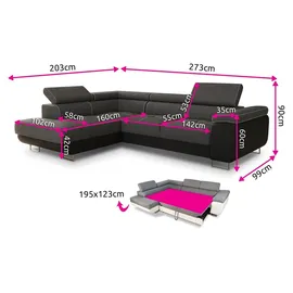 Sofnet Ecksofa Caris mit Schlaffunktion 3-Sitzer Braun/Beige