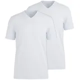 Olymp Herren T-Shirts, V-Neck, 2er Pack - Bodywear, Modern Fit, Baumwolle Weiß 4XL