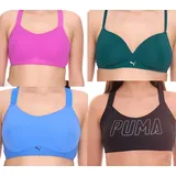 PUMA Damen Sport-BH sitzender Trainings-Bustier Soft Bra in Grün, Active Bra in Pink oder Blau, Training Bra in Schwarz - 70D