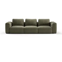 3-Sitzer RAUM.ID "Cushid", grün (oliv), B:300cm H:62cm T:109cm, 100% Polyester, Sofas, Modulsofa, bestehend aus 3 Teilen, Breite 300 cm