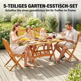 Outsunny Gartenmöbel Set 5-tlg. Naturbelassen