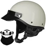 Vintage Motorrad Halbhelme Retro JetHelm Halbschalenhelm mit ECE Deutsche Motorradhelm Scooter-Helm mit Abnehmbarer Krempe und Herausnehmbares Innenfutter für Moped Cruiser Chopper