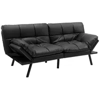 COSTWAY Schlafsofa, Klappbar, mit Bettfunktion & Matratze, umwandelbar, 182cm schwarz