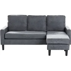 Sofa 3-Sitzer AVESTA Stoff Dunkelgrau mit Ottomane