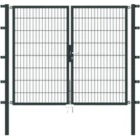 GAH Alberts Metallzaun Doppeltor für Doppelstabmatte Anthrazit z. Einbeton. 160 cm x 200 cm