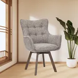 Drehbarer Stuhl ODIN taupe Strukturstoff Eichenholz Gestell wenge mit Armlehne