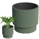 DTU24 Blumentopf mit Einsatz, Blumenkübel aus Kunststoff, Übertopf, Pflanzkübel Gross (Grün,ø 30 cm)