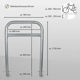 Trutzholm Fahrradständer Parker Typ H 78 x 115 cm Stahl Ø 60 mm grau