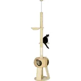 PawHut Kratzbaum Deckenhoch, 225-255 cm Katzenkratzbaum mit Katzenhöhle, Katzenbaum mit Spielball, Hängematte, Kletterbaum für Katzen bis 5 kg, Katzenmöbel, Plüsch, beige 48L x 48B x 225-255H