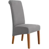 KFDZSW Esszimmerstuhlhussen Samt Stuhlhussen Hochlehner Stuhlhussen Stretch Stuhlhussen Dicke für Hochzeit Bankett Party Home Decor (Grau,6 StüCk)