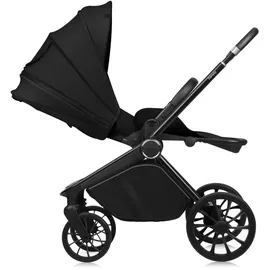 lionelo Mika Plus 2-in-1 Buggy 0-48 Monate (22kg), XXL-Verdeck mit UPF50+, 3-stufige Verstellung des Elterngriffs - Black Onyx - Schwarz