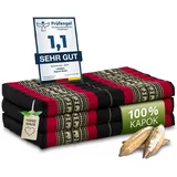 Livasia Nachhaltige Matratze aus Kapok - 140x70x8cm - Klappmatratze, Camping Matte faltbar, ökologische Yogamatte klappbar, Liege für Garten und Balkon (Schwarz/Elefanten)