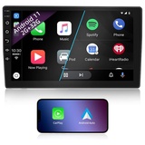 2 DIN Autoradio, 10 Zoll 1080P HD Touchscreen Car Radio mit Bluetooth, Android Autoradio mit Navi, Wireless CarPlay & Wireless Android Auto, FM Radio, Mirrorlink, WiFi, 2 USB Anschlüsse, 2G+32G