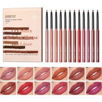 12-Farben Lip Liner Bleistift Set Hochpigmentierte Wasserdichte Natürliche Samt Lip Make-up Weiche Bleistifte Langanhaltende Matte Glatte Ultra Fine Lip Liner