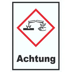HB-Druck Schild Ätzende Wirkung Achtung Ätzwirkung hochkant A6 (105x148mm)