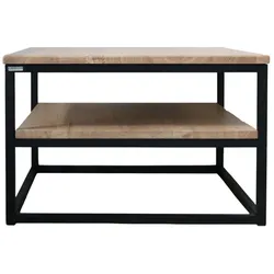 Couchtisch mit 2 Platten - Eiche / Metall - 60 x 60 x 39,5cm