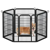 Yaheetech Hundekäfig, Welpenauslauf faltbar mit Tür, Hundelaufstall Freilaufgehege 80 cm