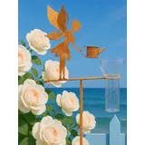 Pommerntraum ® | Regenmesser Niederschlagsmesser Pluviometer Edelrost Wetterstation Gartendeko Gartenstecker Dekofigur Fee Zauberfee (Elfe)