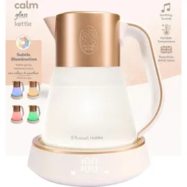 Russell Hobbs Wasserkocher Glas [1,7L, Temperatureinstellung 40-100°] Calm Glas-Wasserkocher mit Soundfunktion weiß 27450-70