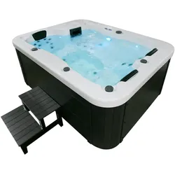 HOME DELUXE Outdoor Whirlpool WHITE MARBLE - Ausstattung: Mit Treppe, Farbe: Weiß