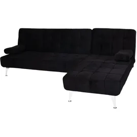 Mendler Schlafsofa HWC-K22, Couch Ecksofa Sofa, Liegefläche links/rechts Schlaffunktion 236cm ~ Samt schwarz