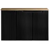 [en.casa] Waschbeckenunterschrank Skelbolu mit 3 Türen 90x60x40cm Schwarz/Eichenoptik
