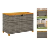 vidaXL Gartentruhe Grau 110x55x63 cm Poly Rattan Akazienholz