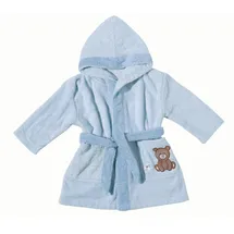 Egeria Babybademantel EGERIA "Teddy Bear" Gr. 92, blau (hellblau), L:53cm, Walkfrottee, Hausmäntel, mit Kapuze und kleiner Stickerei, Organic Cotton