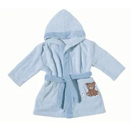 Egeria Babybademantel EGERIA "Teddy Bear" Gr. 92, blau (hellblau), L:53cm, Walkfrottee, Hausmäntel, mit Kapuze und kleiner Stickerei, Organic Cotton