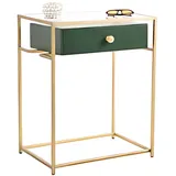 JV Möbel Schmaler Konsolentisch 40 x 80 x 60 cm Gold/Grün