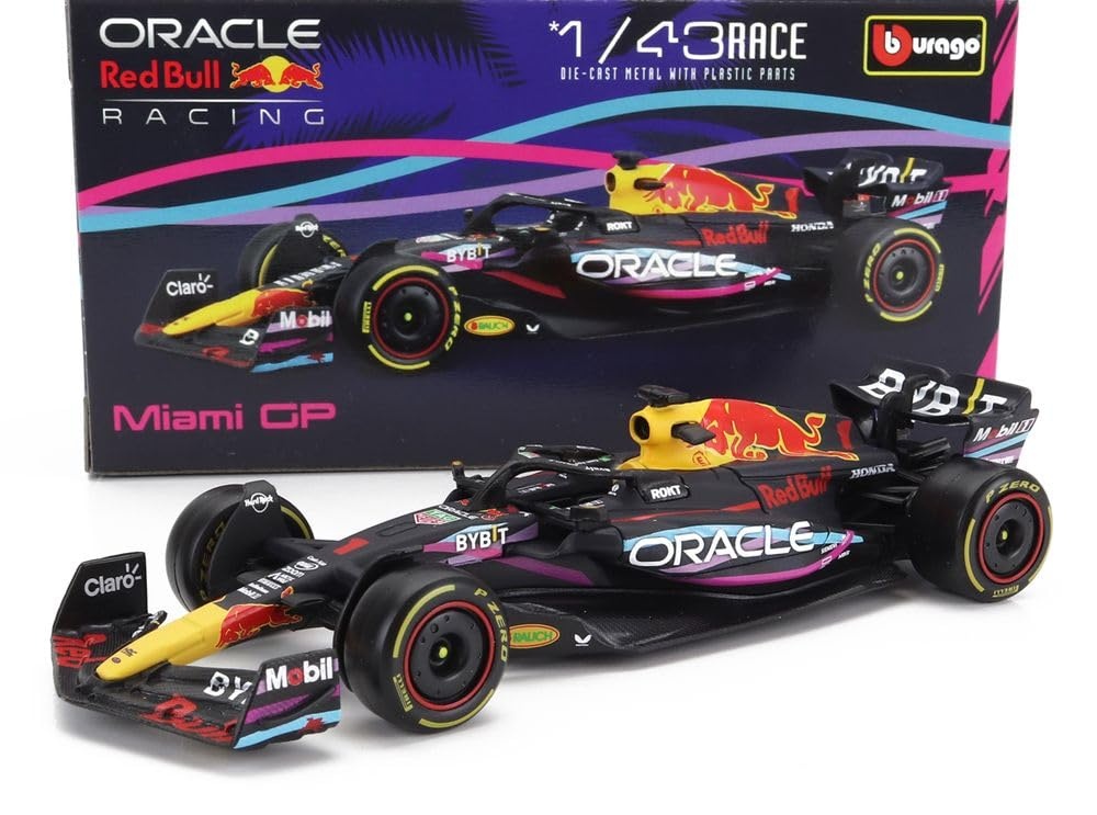 F1 Red Bull RB19 Formula 1 2023 Miami GP - Max Verstappen 1 Modell Auto DieCast - Maßstab 1/43 12 cm - BBurago 38082