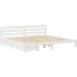 vidaXL Bett, Bett ohne Matratze Weiß 180x200 cm Kiefernholz