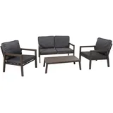 Mendler Garnitur HWC-L64, Gartenlounge Gartengarnitur Lounge-Set Sitzgruppe Sofa, Metall - Polster grau