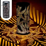 Marrakesch Orient & Mediterran Interior Marrakesch Solarlaternen Solarlampen für außen mit Henkel aus Metall 30cm Groß | Orientalische Deko Outdoor Solar LED Laterne Wetterfest Hoja Schwarz IP65 Wasserdicht als Gartendeko im Garten