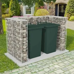 vidaXL Gabionen-Mülltonnenverkleidung für 2 Tonnen Stahl 180x100x120cm