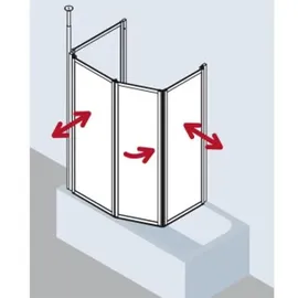 Kermi Vario 2000 Faltwand 2-/1-flügelig V2TS2080142UK 79-81,3x140cm, weiß, ESG SR Opaco
