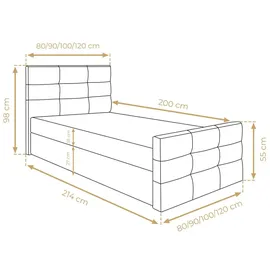 ax living Bett mit Bettkasten 120x200 cm Argentaro Boxspringbett beige | Beige