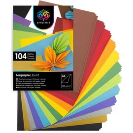 OfficeTree Tonpapier 12 Farben A4 130g 104 Blatt