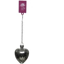 Tee-Ei Sieb in Herzform - mit Kette und Haken - Edelstahl - wiederverwendbar