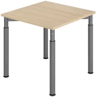 Bümö Schreibtisch Eiche, Graphit, Nachbildung,Eiche, Quadratisch, 80x74x80 cm, FSC