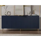 Sideboard mit 4 Türen - MDF & Stahl - Blau & Goldfarben - YESINIA