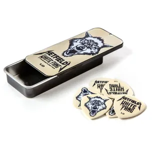 Jim Dunlop DUNLOP Plektrum Ultex Hetfield's White Fang 1mm Schachtel aus Metall mit 6 Stück, Weiß