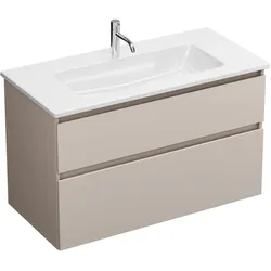 burgbad Lin20 Waschtischunterschrank mit Keramik-Waschtisch 103 cm, 2 Auszüge, Badmöbel,