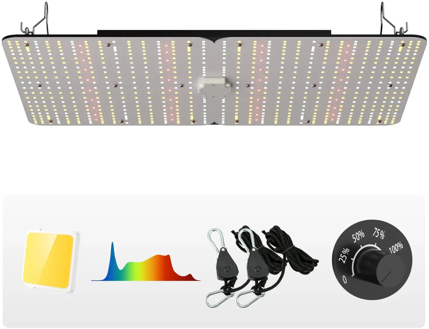 VEVOR 300W Dimmbar Pflanzenlampe  40x60x12cm LED Pflanzenlampe 710x Samsung 281B Vollspektrum 40000lm Lichtstrom Wachstumslampe 760nm Infrarot-Wellenlänge Pflanzenlicht Gewächshaus Anbauzelt Balkon